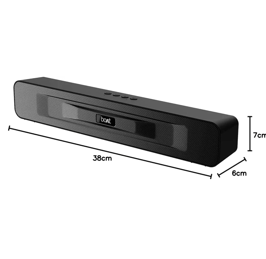 BOAT Aavante Bar 508 10W Stereo Sound, 10 HRS Battery, Dual EQ Modes, Multi-Compatibility, Sleek Design,Master Remote Control, Bluetooth Sound Bar, Soundbar Speaker (Midnight Black)