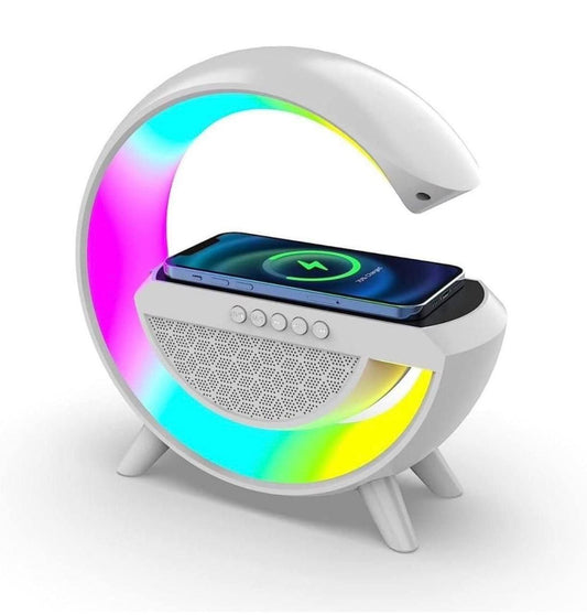 3 IN 1 MULTIFUNCTION G SHAPE LED BLUTOOTH SPEAKER WITH WIRELESD FAST CHARGER